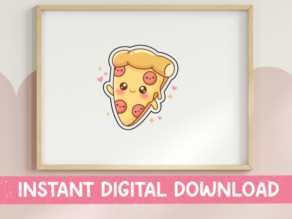 Cute Kawaii Pizza Slice Sticker Design