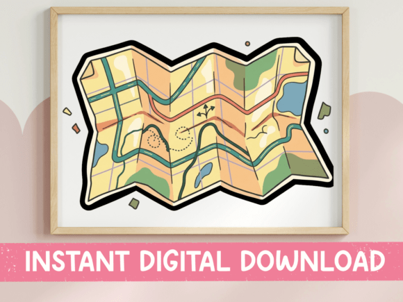 Folded Road Map Adventure Sticker Embroidery Review
