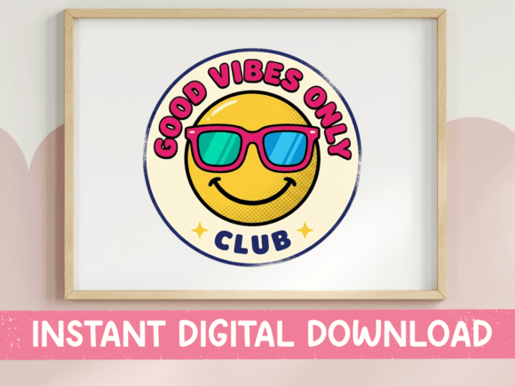 Good Vibes Only Club SVG Retro Smiley
