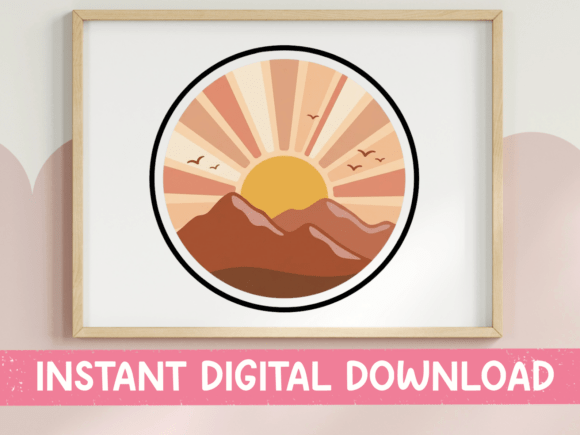 Retro Sunset Mountain Circle Sticker Review