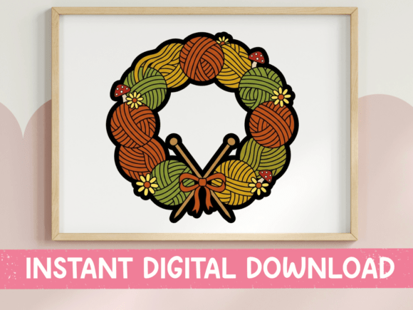 Review: Fall Yarn Wreath Knitting Sticker