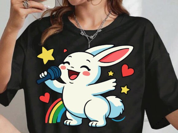 Singing Bunny Sweatshirt PNG Design ,SVG