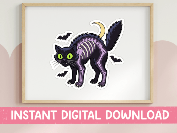 Skeleton Cat Halloween Sticker Embroidery Review