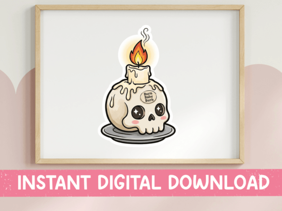 Skull Birthday Candle Kawaii Sticker