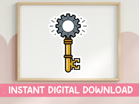 Steampunk Gear Key Sticker Embroidery Review