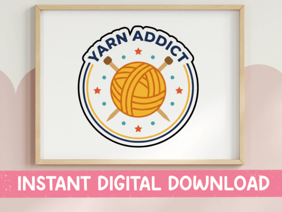 Yarn Addict Badge Sticker Design